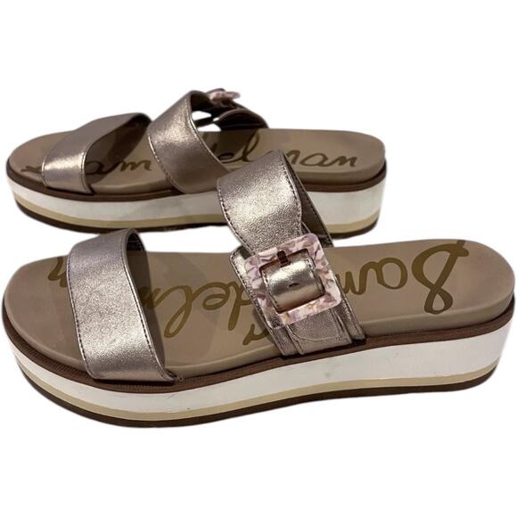 Sam Edelman Women Augustine Slide Sandal, Size 8M, Rose Gold Leather Open Toe - Picture 3 of 6